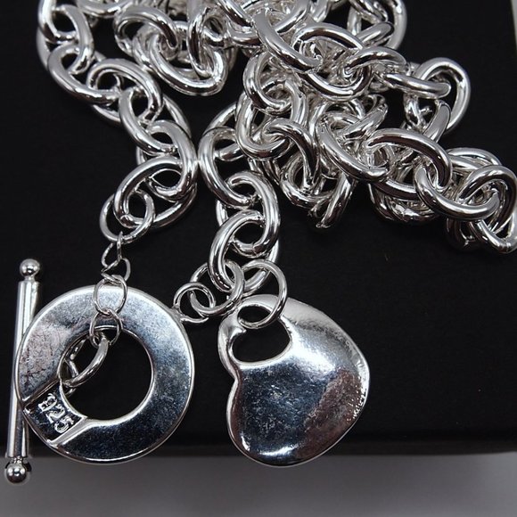 Stunning "Homage" ♥ Heart ♥ w/ Toggle Stamped 925 Sterling Silver Necklace - Picture 7 of 9